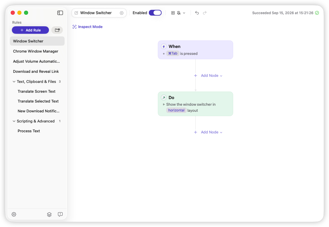 Rulr Window Switcher Rule in light mode